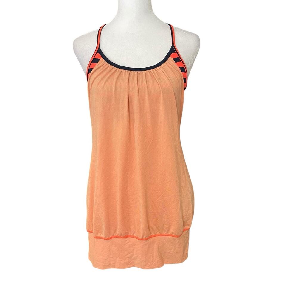 Lululemon 6 Activewear Tank Top 2in1 Orange Multicolor Workout Tee